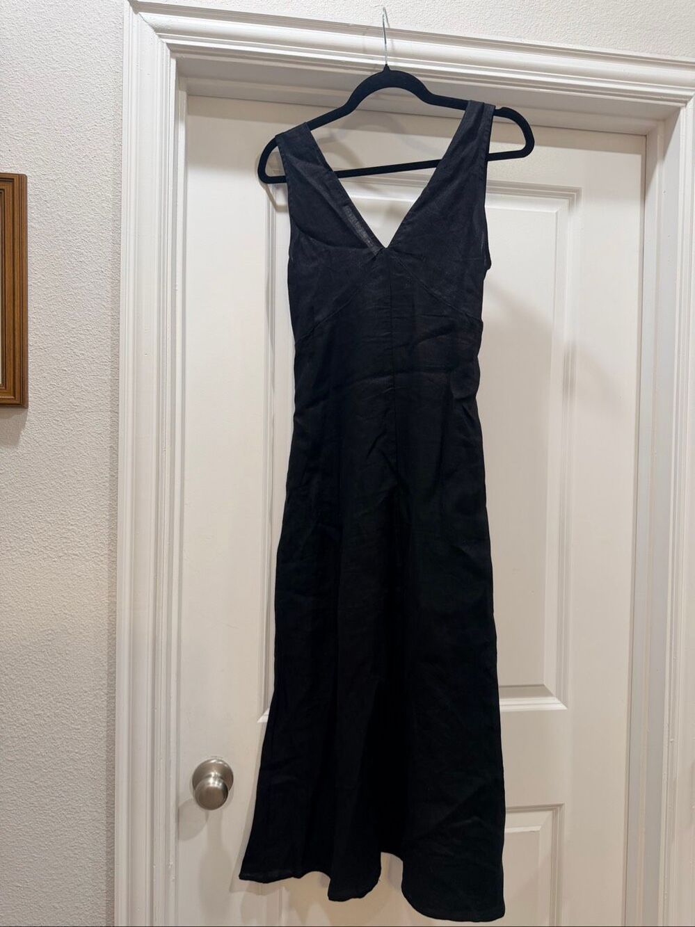 Amazhiyu Black Ribbed Knit Midi Dress Sleeveless Crewneck Bodycon Sundress S